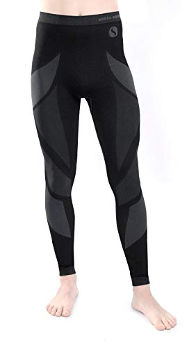 sesto senso Herren Funktionsunterwäsche Lange Leggings Unterhose Sportunterwäsche L Grau Schwarz Hose von sesto senso