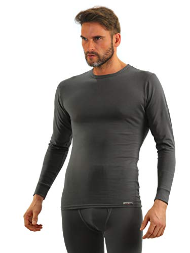 sesto senso Herren Langarm Unterhemd Graphite Baumwolle Funktionsunterhemd mit Rundhalsausschnitt Funktionsshirt Thermo Unterwäsche Winter M Grau von sesto senso