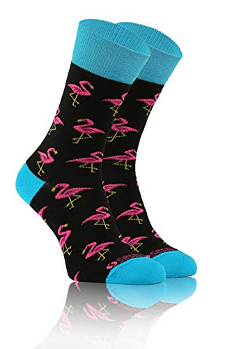 sesto senso Lustige Baumwolle Socken Damen Herren Bunte Ungleiche Funny Socks 35-38 Flamingo von sesto senso