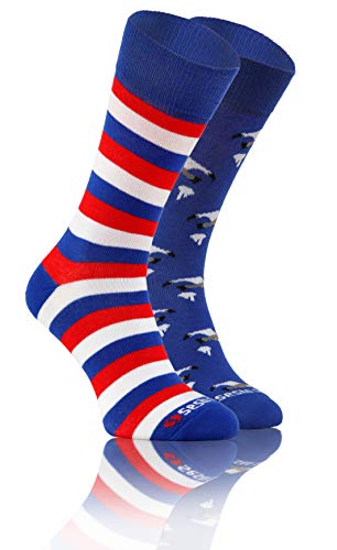 sesto senso Lustige Baumwolle Socken Damen Herren Bunte Ungleiche Funny Socks gestreift Streifen 43-46 Möwen von sesto senso