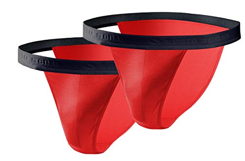 sesto senso Slip Herren Tanga Baumwolle 2er Pack Sexy Unterhosen Basic Unterwäsche für Männer XL 2 Rot von sesto senso