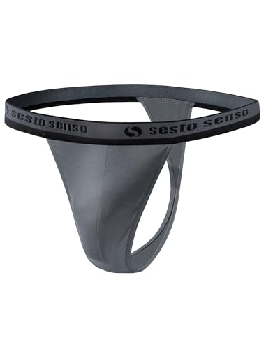 sesto senso Herren String Baumwolle Thong Slips 1er Pack Tanga Sport G-String L Graphit von sesto senso