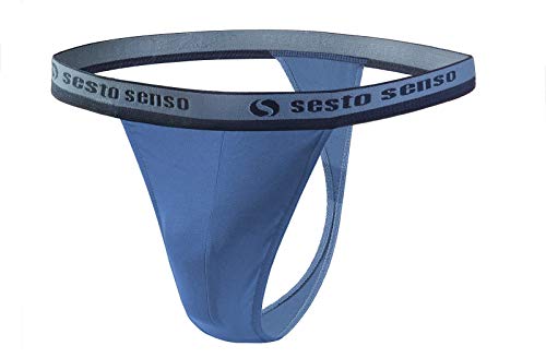 sesto senso Herren String Baumwolle Thong Slips 1er Pack Tanga Sport G-String M Jeans von sesto senso