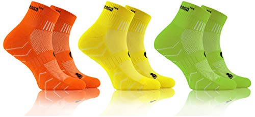 sesto senso Baumwolle Sportsocken Damen Herren Bunte Sport Socken 3-6 Paar Gelb Grün 35-38 3 Pack Orange von sesto senso