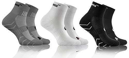 sesto senso Baumwolle Sportsocken Damen Herren Bunte Sport Socken 3-6 Paar Grau Weiß 43-47 3 Pack Schwarz von sesto senso