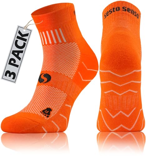 sesto senso 3 Paar Laufsocken Baumwolle Sportsocken Damen Herren Bunte Sport Socken 35-38 Orange von sesto senso