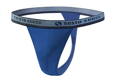 sesto senso Herren String Baumwolle Thong Slips 1er Pack Tanga Sport G-String XL Dunkelblau von sesto senso