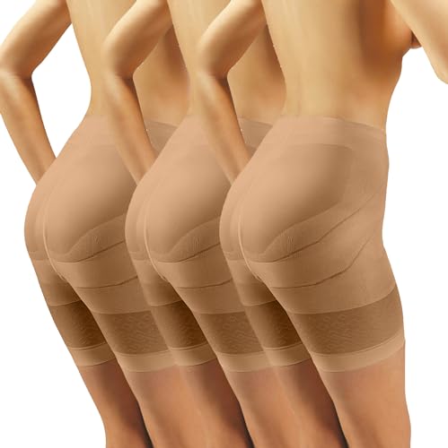 sesto senso Damen Miederpants 3 Pack Miederhose Figurformend Shapewear 3 Pack 4 Beige von sesto senso