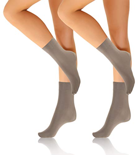 sesto senso Damen Söckchen Mikrofaser 2er pack Einheitsgröße Seidenfein Socken 40 DEN Schuhsöckchen Grau 2x1pack von sesto senso