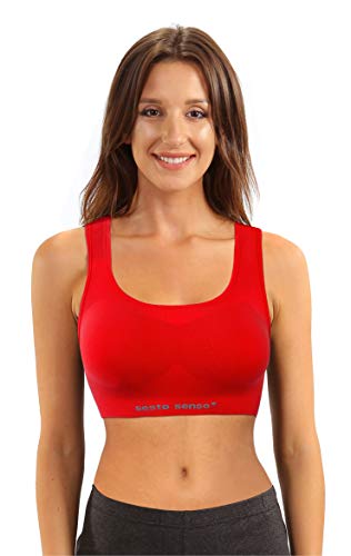 sesto senso Nahtlos Sport BH Racerback Starker Halt ohne Bügel CL14 L/XL Rot von sesto senso