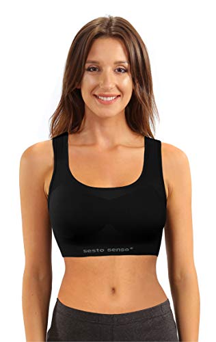 sesto senso Nahtlos Sport BH Racerback Starker Halt ohne Bügel CL14 L/XL Schwarz von sesto senso