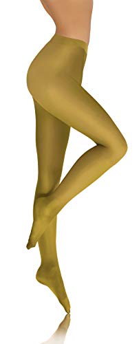 sesto senso Damen Strumpfhose Blickdicht Microfaser 70 DEN Gelb Mustard XL Senfgelb von sesto senso