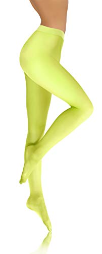 sesto senso Damen Strumpfhose Gelb Neon Bunte 40 DEN Blickdicht Microfaser 4 L Neongelb von sesto senso