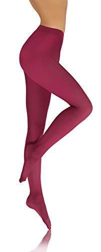 sesto senso Damen Strumpfhose Rotwein Bunte 40 DEN Blickdicht Microfaser Dunkelrot 3 M Burgund von sesto senso