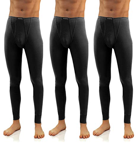 sesto senso Herren 3er Pack Lange Unterhose 114 Modell (L, Schwarz) von sesto senso