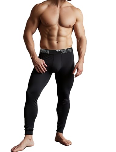 sesto senso Herren Lange Unterhosen Baumwolle Thermo Unterwäsche Funktionsunterwäsche Winter M Schwarz von sesto senso