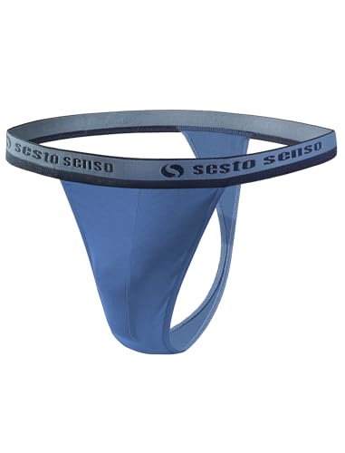 sesto senso Herren String Baumwolle Thong Slips 1er Pack Tanga Sport G-String XXL Jeans von sesto senso