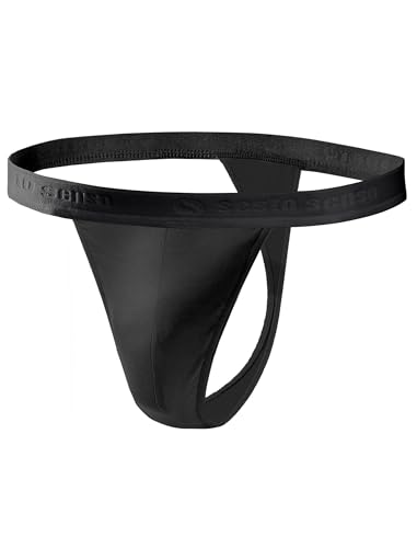 sesto senso Herren String Baumwolle Thong Slips 1er Pack Tanga Sport G-String XXL Schwarz von sesto senso