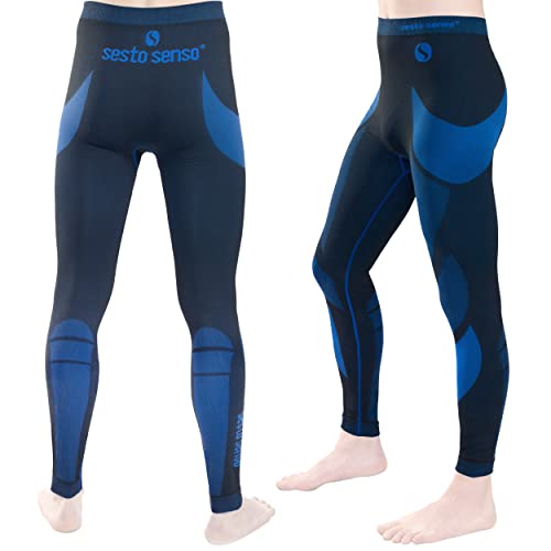 sesto senso Herren Funktionsunterwäsche Lange Unterhose Thermoaktiv (Large, Dunkelblau/Blau) von sesto senso