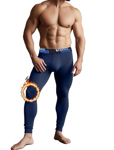 sesto senso Herren Lange Unterhosen Baumwolle Thermo Unterwäsche Funktionsunterwäsche Winter M Dunkelblau von sesto senso