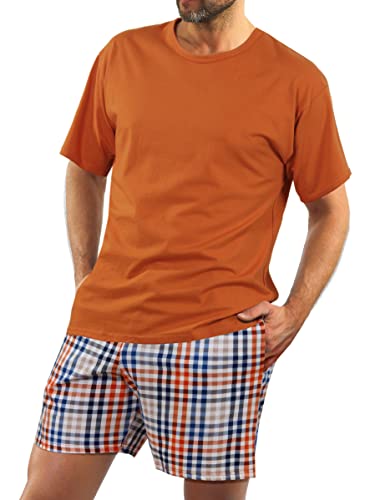 sesto senso Herren Schlafanzug Kurz Baumwolle Sommerpyjamas Kurzarm Nachtwäsche Zweiteiliges Set Bronze XL 2527/04 von sesto senso