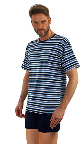 sesto senso Herren Schlafanzug Kurz Pyjama Baumwolle Kurzarm T-Shirt Zweiteilig Set XXL 107 von sesto senso