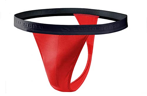 sesto senso Herren String Baumwolle Thong Slips 1er Pack Tanga Sport G-String L Rot von sesto senso