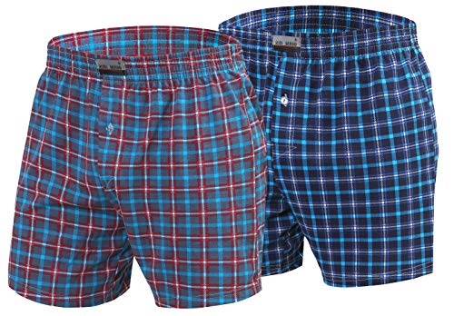 sesto senso Karierte Schlafanzughose Herren Kurz 2er Pack Baumwolle Pyjamahose M 2+3 von sesto senso