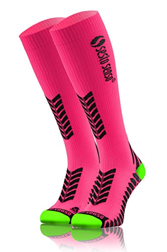 sesto senso Kompressionsstrümpfe Damen Herren 1 Pack Hohe Sportsocken Laufsocken 35-38 Rosa von sesto senso