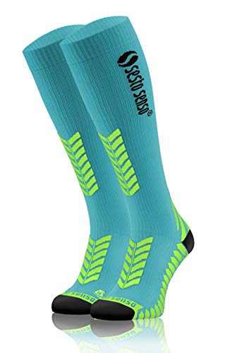 sesto senso Kompressionsstrümpfe Damen Herren 1 Pack Hohe Sportsocken Laufsocken 39-42 Türkis von sesto senso