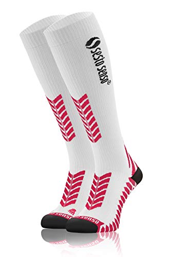 sesto senso Kompressionsstrümpfe Damen Herren 1 Pack Hohe Sportsocken Laufsocken 39-42 Weiß von sesto senso