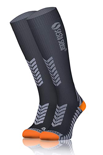 sesto senso Kompressionsstrümpfe Damen Herren 1 Pack Hohe Sportsocken Laufsocken Grau 35-38 Graphite von sesto senso