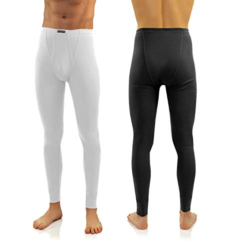 sesto senso Lange Unterhose 2er Pack männer thermounterwäsche Herren k2 (Weiß/Schwarz, L) von sesto senso