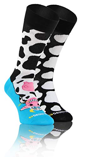 sesto senso Lustige Baumwolle Socken Damen Herren Bunte Ungleiche Funny Socks Tiere Cow 35-38 Kuh von sesto senso