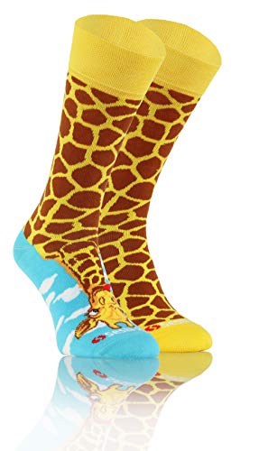 sesto senso Lustige Baumwolle Socken Damen Herren Bunte Ungleiche Funny Socks Tere 43-46 Giraffe von sesto senso