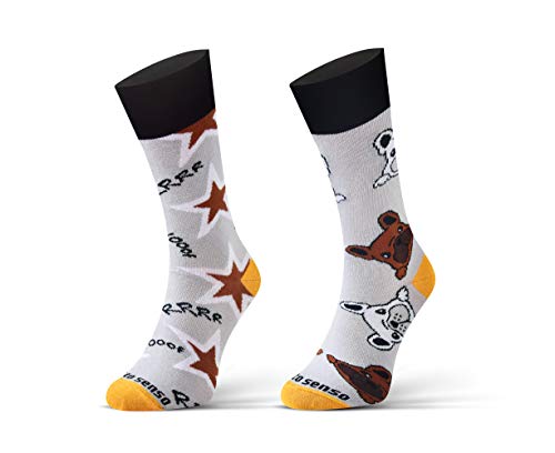 sesto senso Lustige Baumwolle Socken Damen Herren Bunte Ungleiche Funny Socks Tiere Dog Hund Sterne 35-38 Pitbull von sesto senso