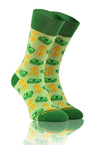 sesto senso Lustige Baumwolle Socken Damen Herren Bunte Ungleiche Funny Socks Money Geld 35-38 Dollar Giftgrün von sesto senso