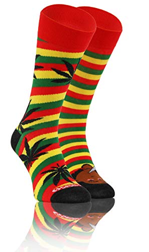 sesto senso Lustige Baumwolle Socken Damen Herren Bunte Ungleiche Funny Socks Rastaman Marihuana 39-42 Afro von sesto senso