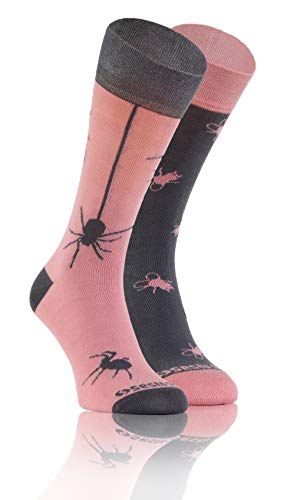 sesto senso Lustige Baumwolle Socken Damen Herren Bunte Ungleiche Funny Socks Spinne 39-42 Fliege Mucha von sesto senso