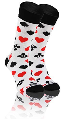 sesto senso Lustige Baumwolle Socken Damen Herren Bunte Ungleiche Funny Socks Spiel 39-42 Karten von sesto senso