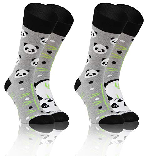 sesto senso Lustige Bunte Verschiedene Socken Baumwolle 2 Pack Unisex Bambus Bamboo 35-38 Panda von sesto senso