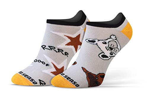 sesto senso Lustige Sneaker Socken Baumwolle Bunte Füßlinge Damen Herren 1 Paar Funny Socks 35-38 Hund von sesto senso