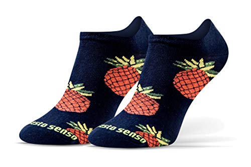 sesto senso Lustige Sneaker Socken Baumwolle Bunte Füßlinge Damen Herren 1 Paar Funny Socks 43-46 Ananas von sesto senso