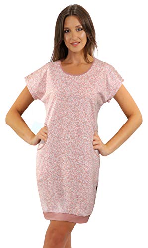 sesto senso Nachthemd Damen Kurzarm Baumwolle Schlafshirt Nachtkleid Nachtwäsche Schlafhemd XL Julia Rosa von sesto senso