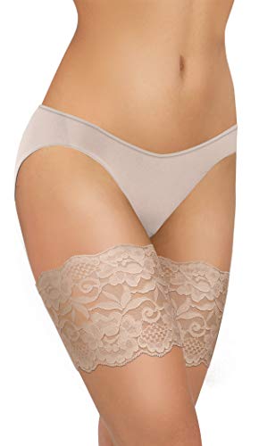 sesto senso Oberschenkelbänder Spitze Sexy Elastische Anti-reibung mit 4 Silikonstreifen hautfarben Beige 65-70 von sesto senso