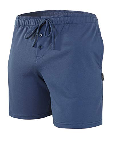 sesto senso Schlafanzughose Herren Kurz Baumwolle Pyjamahose 1er Pack M Jeans Blau von sesto senso