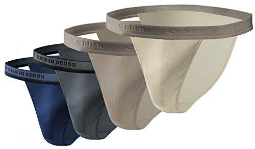 sesto senso Slip Herren Tanga Baumwolle 4er Pack Sexy Unterhosen Basic Unterwäsche für Männer M 4 - Beige von sesto senso
