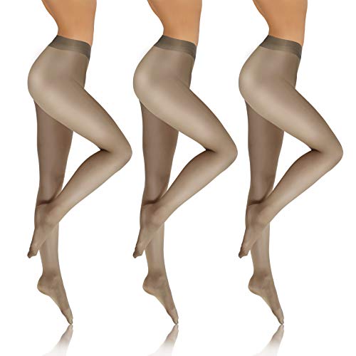 sesto senso Strumpfhosen Damen Transparent 3er Pack Den 8 Glatte Feinstrumpfhose 4 L Aluminium 3pack von sesto senso