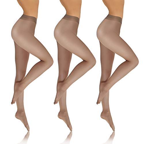 sesto senso Strumpfhosen Damen Transparent 3er Pack Den 8 Glatte Feinstrumpfhose XL Graphit 3pack von sesto senso