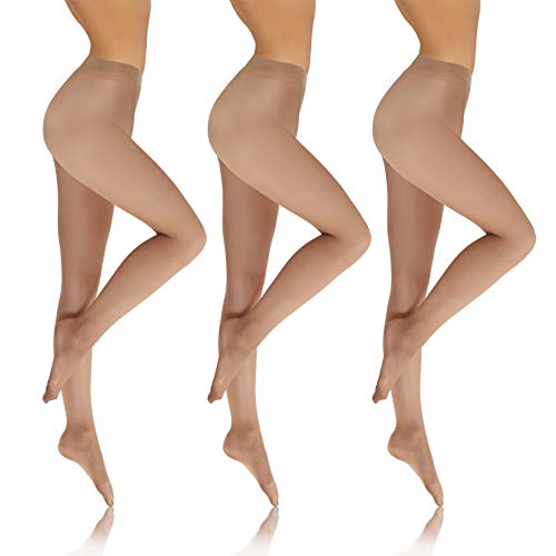 sesto senso Strumpfhosen Damen Transparent 3er Pack Den 8 Glatte Feinstrumpfhose XL Avana 3pack von sesto senso